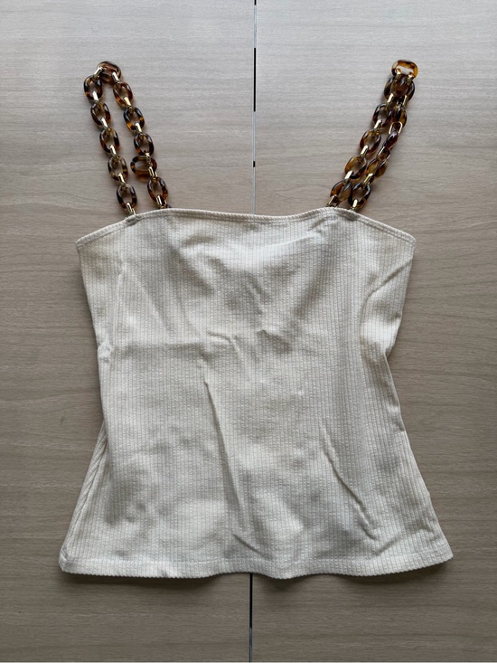 Reformation Tops - Reformation Women’s Cream Ribbed Tank with Tortoiseshell Chain Straps XS